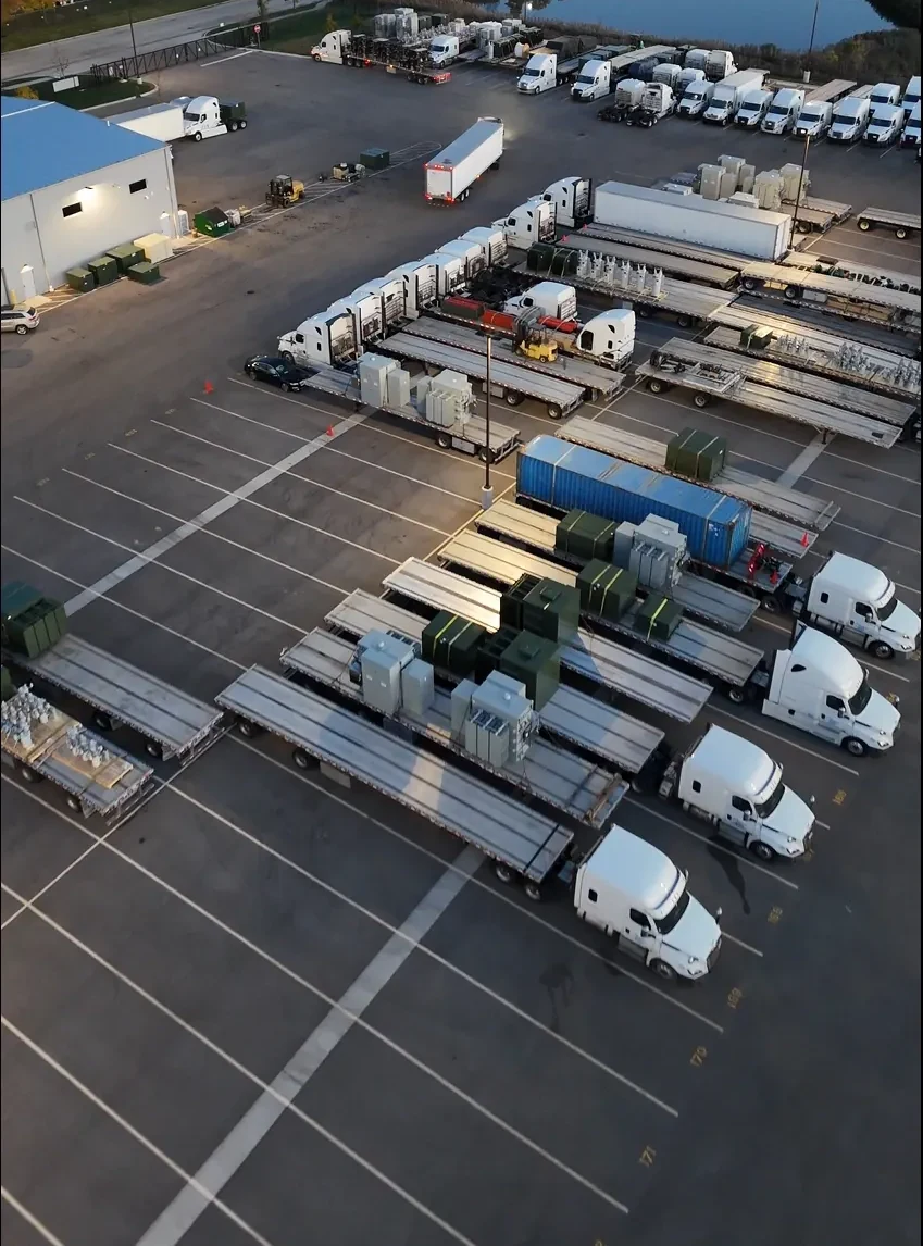 View of the entrance area of the Zion Truck Parking yard near the guard booth